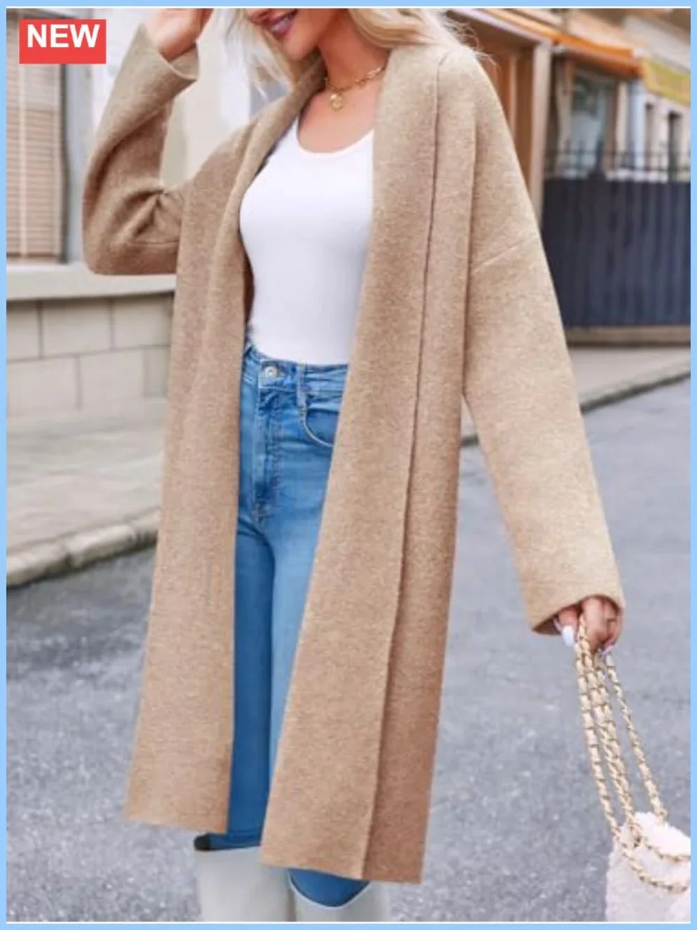 Chunky Knit Long Cardigan Coatigan Oversized Open Front Sweater